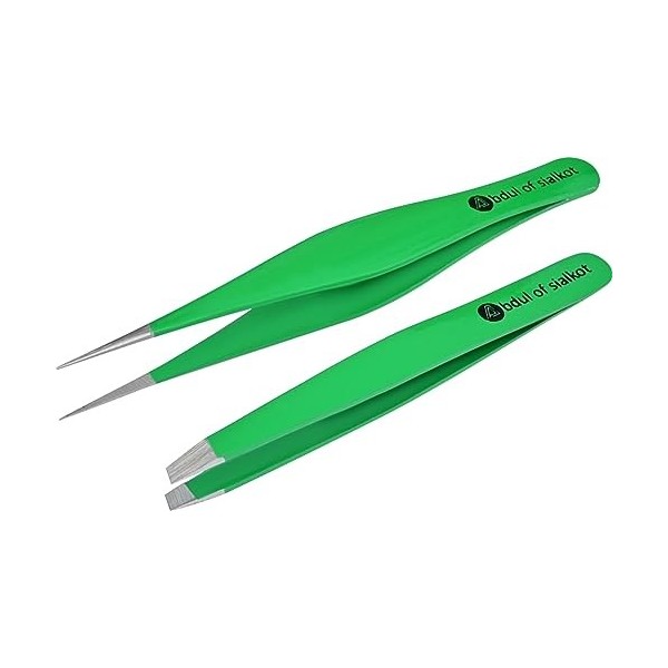 Abdul of Sialkot Lot de 2 pinces à épiler professionnelles en acier inoxydable pour homme et femme - Pour poils incarnés, éch...