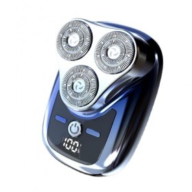 Rasoir électrique à trois lames avec affichage numérique, tondeuse de rasage mâle étanche à chargement USB, lame amovible pou