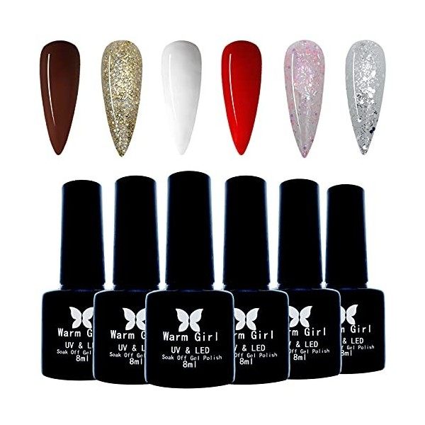 Lot Vernis Semi Permanent à Ongle [Choisir 6 Couleurs] Nail Art Débutants Kit Manucure Vernis à Ongles Vernis Gel UV LED Nail