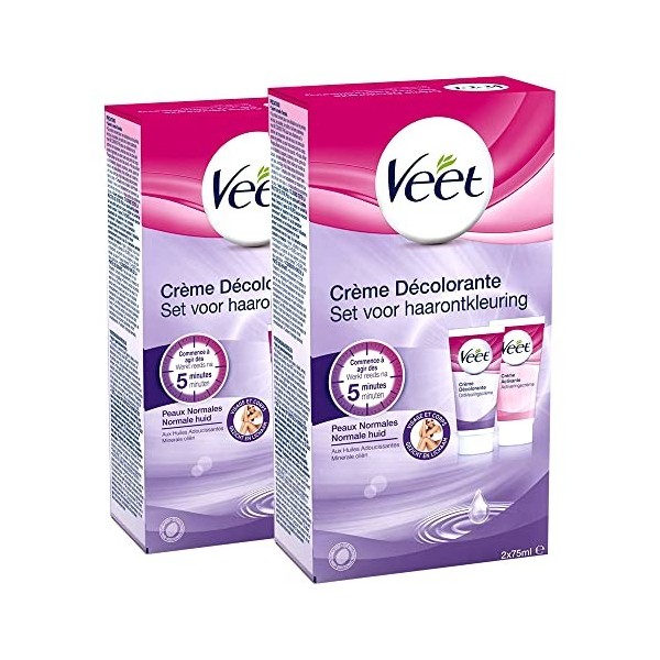 VEET Crème Décolorante Visage et Corps - 2 flacons de 75 ml - Lot de 2