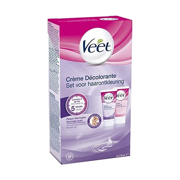 VEET Crème Décolorante Visage et Corps - 2 flacons de 75 ml - Lot de 2