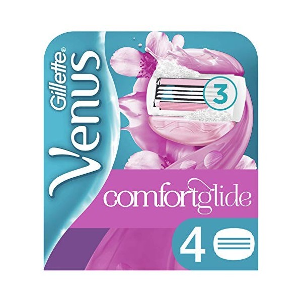 Venus Comfortglide Olaz Spa Breeze Lames de Rasoir Femme, Pas Besoin de Crème de Rasage, Pack de 4 [OFFICIEL]