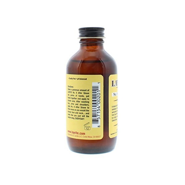 Layrite No.9 Bay Rum Après-rasage 118 ml | Refroidit | Revigorer | Apaise