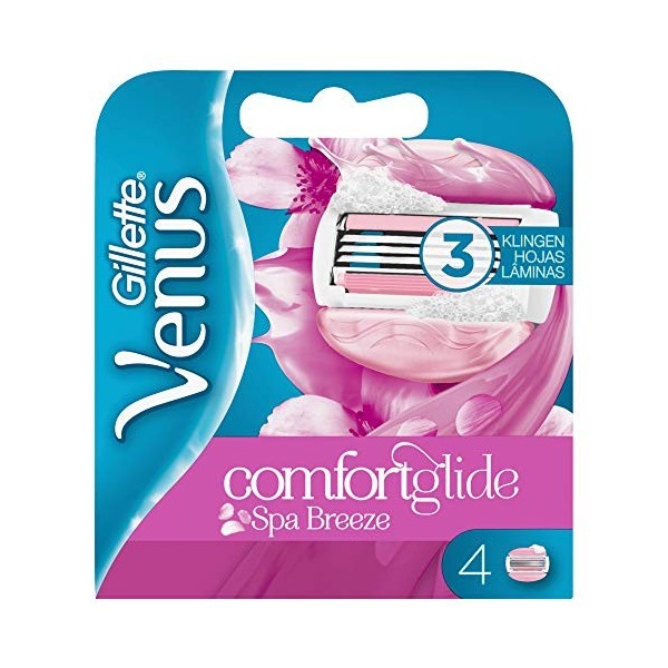 Gillette Venus Comfortglide Breeze Spa Lames de rasoir pour femme avec coussinet en gel pour protection de la peau 4 lames de