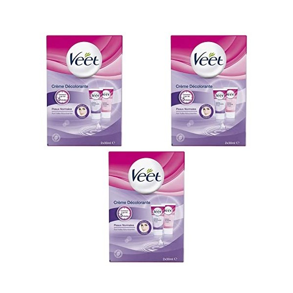 Veet - Crème Décolorante Spéciale Visage - 1 étui de 2 tubes de 30 ml - Lot de 3