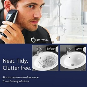 DOEPSILON Barbe - Tablier - Rasage et nettoyage de la barbe - Poils lisses anti-adhérents avec 4 ventouses fortes -Noir