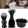 3 pcs Barbe Rasoir Porte-bol de Brosse, 3 en 1 Kit de Rasage, Barbe Blaireaux + Bol de Rasage + Support Rasoir, Rasage Access