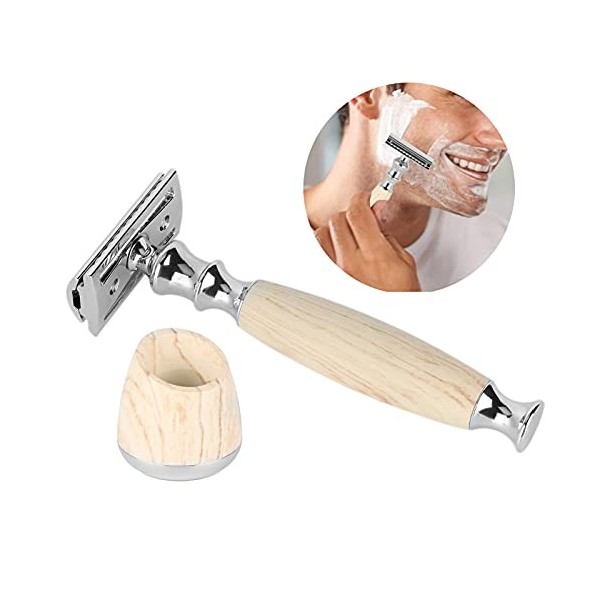 Rasoir pour hommes, rasoir de sécurité Vintage manche en bois rasoir à barbe manuel classique rasoir pour hommes rasoir vinta