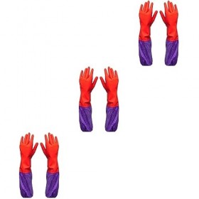SOLUSTRE 3 Paires DÉmulsion Ménagère Allongent Les Gants De Nettoyage Vêtements Épaississent Les Gants Pour Laver Les Gants 