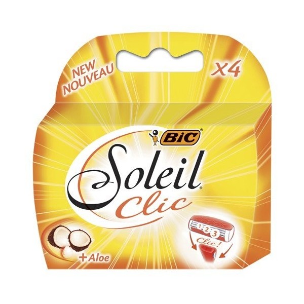 BiC Soleil CliC Lady Lot de 4 cartouches de rechange triple lame pour rasoir BiC Soleil CliC Lady