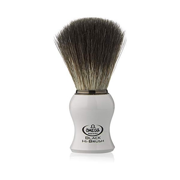 Omega 0196745 Pinceau de Barbe en Fibre"Black Hi-Brush" Blanc