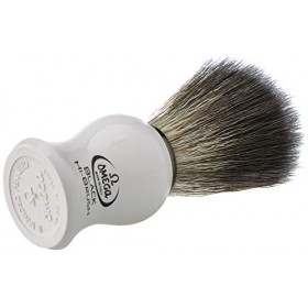 Omega 0196745 Pinceau de Barbe en Fibre"Black Hi-Brush" Blanc