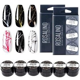 ROSALIND Spider Gel Nail Art 6 Couleurs Vernis Gel Semi Permanent DIY Conception Point To Line Peinture Vernis