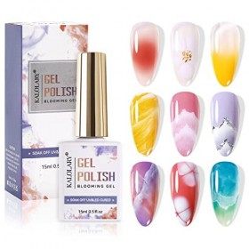 Kalolary Clear Blooming Gel Vernis à Ongles, 15 ml UV LED Soak Off Vernis à Ongles pour Effet Détalement, Marbre Vernis à On
