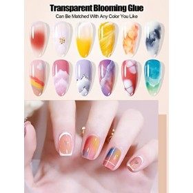 Kalolary Clear Blooming Gel Vernis à Ongles, 15 ml UV LED Soak Off Vernis à Ongles pour Effet Détalement, Marbre Vernis à On