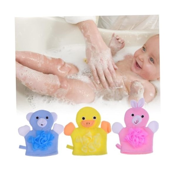 FRCOLOR Lot de 6 gants de bain pour enfant avec filet à bulles