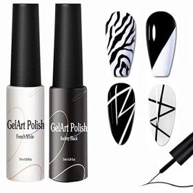 2pcs Vernis Semi Permanent, Gel Liner Nail pour Ongles en Gel UV Gel Vernis à Ongles Soak Off Gel pour la Peinture au Trait, 