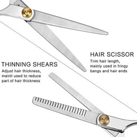 Ciseaux à barbe professionnels en acier inoxydable avec étui - Ciseaux à effiler - Peigne - Cape de coiffure - Brosse à cheve