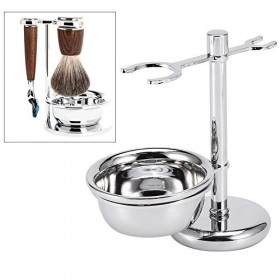 Ensemble Complet de Coupe de Barbe, Kit de Rasage en Acier Inoxydable, Brosse de Rasoir et Support de Rasoir de sécurité avec
