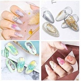 U-Shinein Nail Gel Polish, 2 Colors Nail Gel Golden Silver Gel Polish Nude Glitter Nails Art, Nail Gel Manicure for Nail Art 