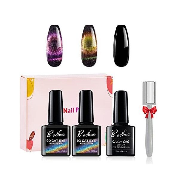 Rechoo 2pcs Base Coat and Top Coat Set, 2 * 15ML Vernis Semi Permanent Base et Top Coat Lot, No Wipe Base Top et Base Coat Ge