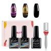 Rechoo 2pcs Base Coat and Top Coat Set, 2 * 15ML Vernis Semi Permanent Base et Top Coat Lot, No Wipe Base Top et Base Coat Ge