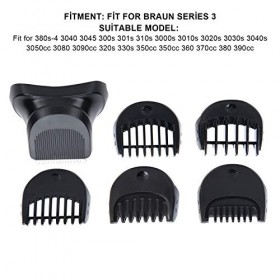 Tête de coupe-rasoir ABS avec 5 morceaux de peignes de guidage 1/2/3/5/7mm Convien pour Braun Series 3 380s-4 3040 3045 300s 