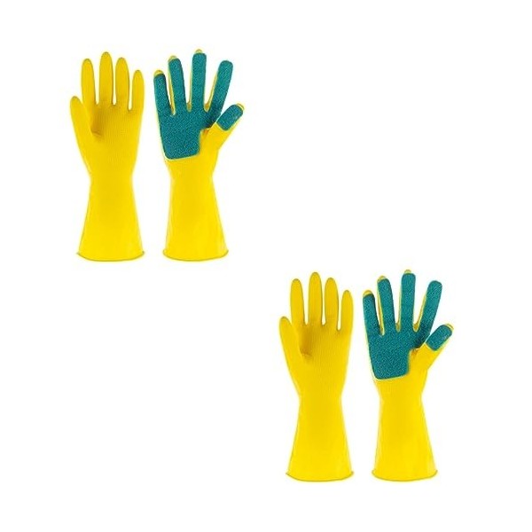 NIYANGLE 2 Paires De Gants De Nettoyage De Vaisselle Outils De Nettoyage Ménager Gants Pour Le Nettoyage Gants En Latex Épong