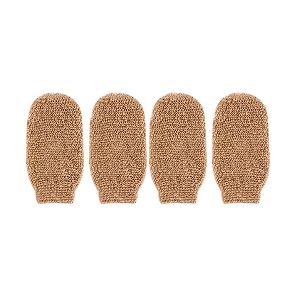 BAFAFA 4 pièces Gants de Bain luffa Gants de Douche Naturel exfoliant Chanvre Gommage Corps épurateur Savon économiseur Sac f