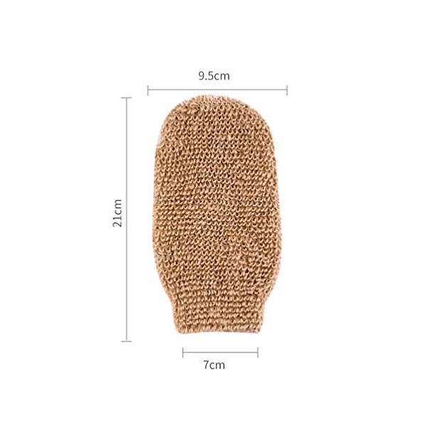 BAFAFA 4 pièces Gants de Bain luffa Gants de Douche Naturel exfoliant Chanvre Gommage Corps épurateur Savon économiseur Sac f