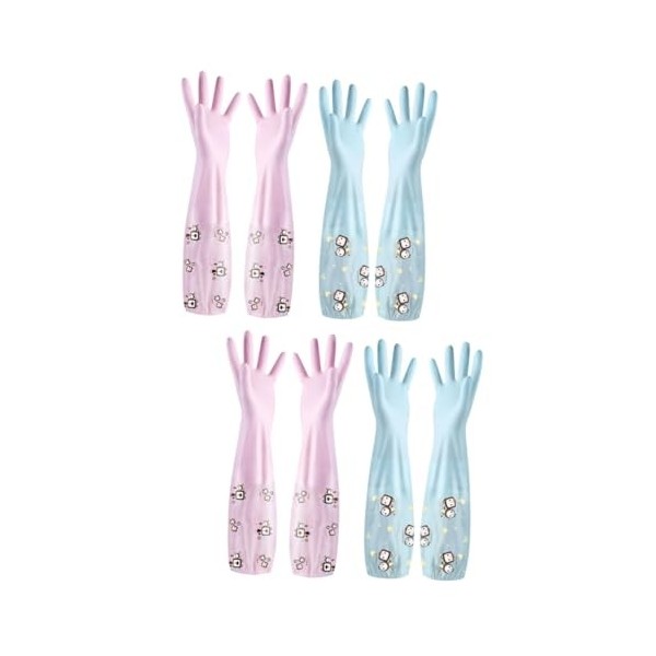 Mobestech 4 Paires De Gants En Latex Gants En Plastique Gants De Cuisine Gants Imperméables Gants En Caoutchouc Gants Longs P