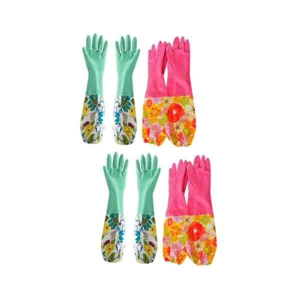 Mobestech 4 Paires De Gants Pour Le Nettoyage Des Gants En Latex Gants Antidérapants Gants De Nettoyage De Cuisine Gants Impe