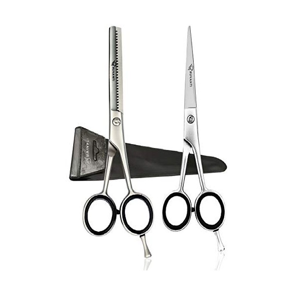 Ruvanti Kit de ciseaux de coupe de cheveux professionnels,ciseaux à effiler,ciseaux à cheveux 16.5 cm en acier inoxydable jap