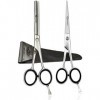 Ruvanti Kit de ciseaux de coupe de cheveux professionnels,ciseaux à effiler,ciseaux à cheveux 16.5 cm en acier inoxydable jap