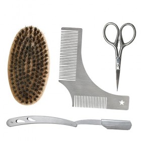 FOMIYES 4 Pièces Ensemble Ciseaux À Barbe Kit De Toilettage Kit De Coupe De Barbe Kit De Ciseaux À Moustache Cisailles À Barb