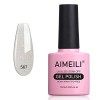 AIMEILI Vernis Gel Semi Permanent Transparent Nu Pailleté Shimmer, Vernis à Ongles Gel UV LED Nail Polish Soak Off Manucure S