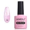 AIMEILI Vernis Gel Semi Permanent Transparent Nu Pailleté Shimmer, Vernis à Ongles Gel UV LED Nail Polish Soak Off Manucure S