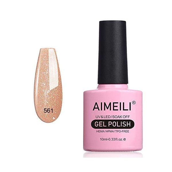 AIMEILI Vernis Gel Semi Permanent Transparent Nu Pailleté Shimmer, Vernis à Ongles Gel UV LED Nail Polish Soak Off Manucure S