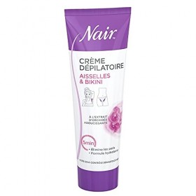 NAIR - Crème Dépilatoire pour Aisselles & Bikini, à lExtrait dOrchidée, spéciale Zones Sensibles, Formule Hydratante, Tube 