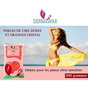 Dermawax Perles de cire Pelables Crystal Orange hypoallergénique sans colophane Premium de 800 grammes sans bandes de cire po