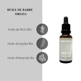 MANS BEARD - Huile de barbe - Orézia - Fragrance Musc Tabac - 100% Français et fabriqué en France - 30 ml