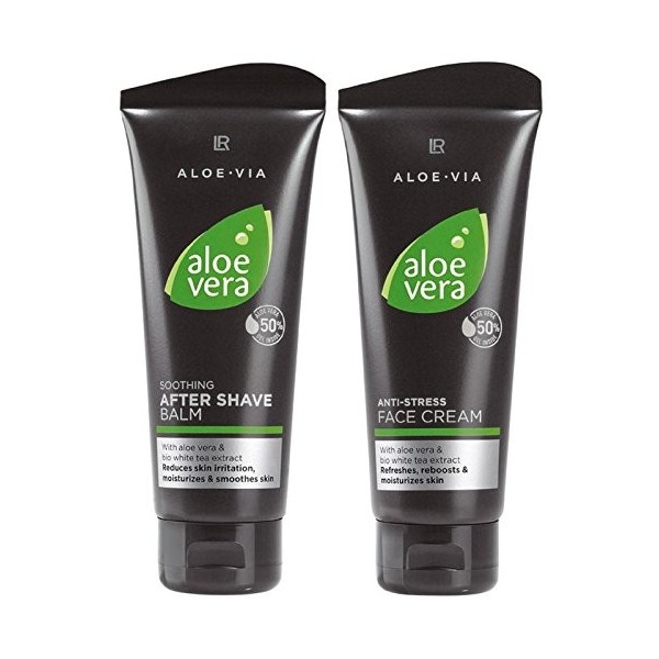 LR ALOE VIA Aloe Vera Men Kit de soin du visage 100 ml baume après-rasage et crème pour le visage 100 ml 