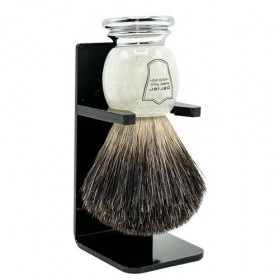 Parker Safety Razor 100% Blaireau Noir de Première Qualité Brosse à raser avec poignée marbré - Brosse Support fourni Ivoire