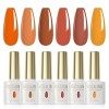 ROSALIND Vernis Semi Permanent Orange Marron Jaune 6 Couleurs Vernis à Ongles Gels Semi-permanents UV LED Soak Off Gel Nail P