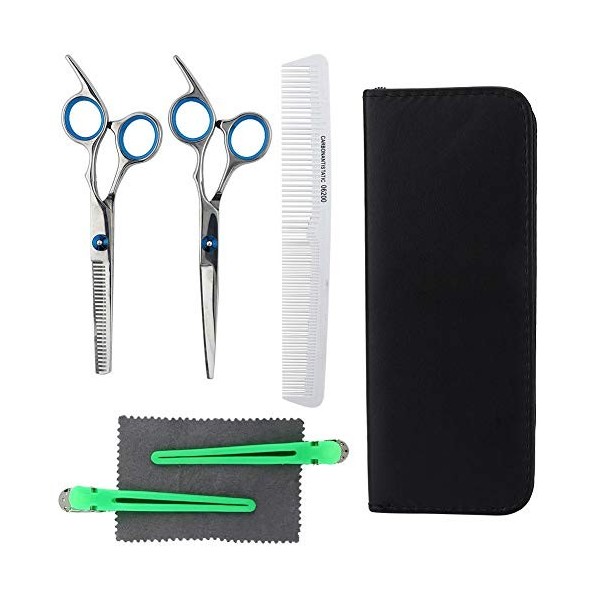 Kit de Ciseaux de Coupe de Cheveux Professionnel 5pcs, Peigne de Coiffeur Ensemble Doutils de Coiffure avec une Production S