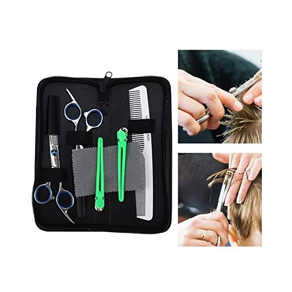 Kit de Ciseaux de Coupe de Cheveux Professionnel 5pcs, Peigne de Coiffeur Ensemble Doutils de Coiffure avec une Production S