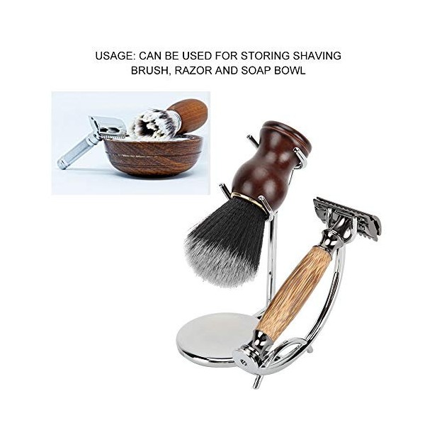 Gebogener Rasier und Bürstenständer Rasoir incurvé et support de brosse, porte-brosse à raser, support de luxe en chrome pour