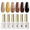 ROSALIND Vernis Semi Permanent Orange Marron Jaune 6 Couleurs Vernis à Ongles Gels Semi-permanents UV LED Soak Off Gel Nail P