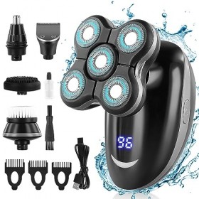 Rasoir flottant 5D pour hommes, rasoir électrique étanche avec affichage LED, rasoir à barbe portable rechargeable par USB, k