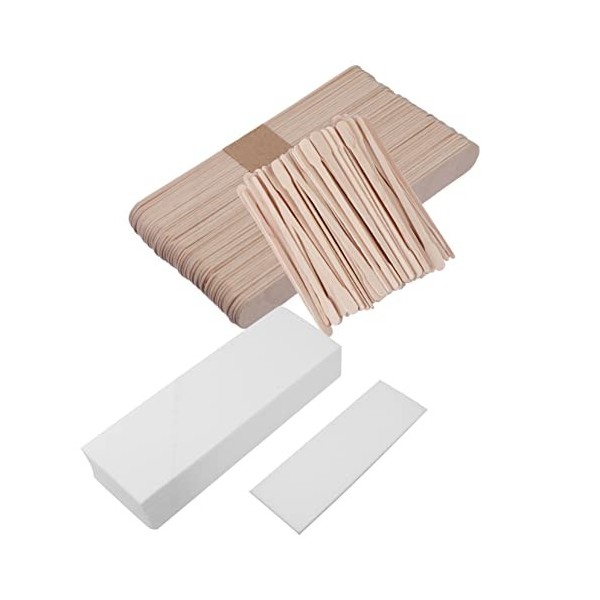 FRCOLOR 400 Pièces Bandes De Cire Jetables Pour Épilation Visage Blanc Bandes De Cire Pour Le Visage Spatule De Cire Bâtons D